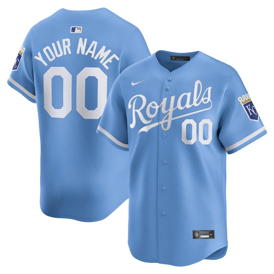 Men Kansas City Royals Nike Light Blue Alternate Limited Custom MLB Jersey->->Custom Jersey